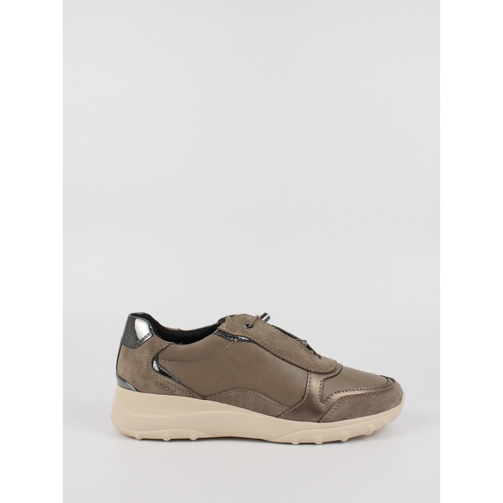 Women Sneaker Geox Alleniee C D16LPC Biege Leather-Text-Synthetic