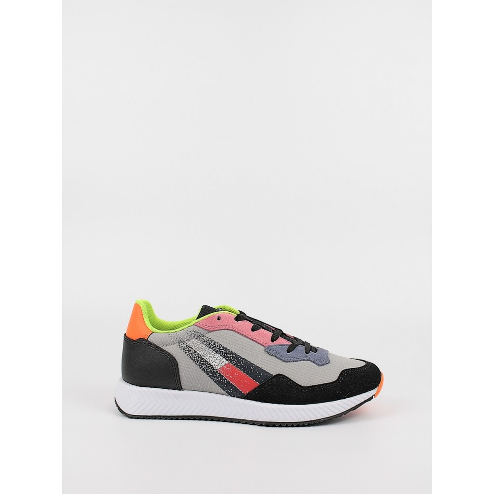 Γυναικείο Sneaker Tommy Hilfiger Wmn Track Cleat Mix Runner EN0EN01654-XIW Γκρι Υφασμα