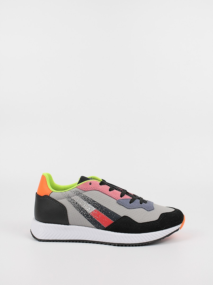 Γυναικείο Sneaker Tommy Hilfiger Wmn Track Cleat Mix Runner EN0EN01654-XIW Γκρι Υφασμα