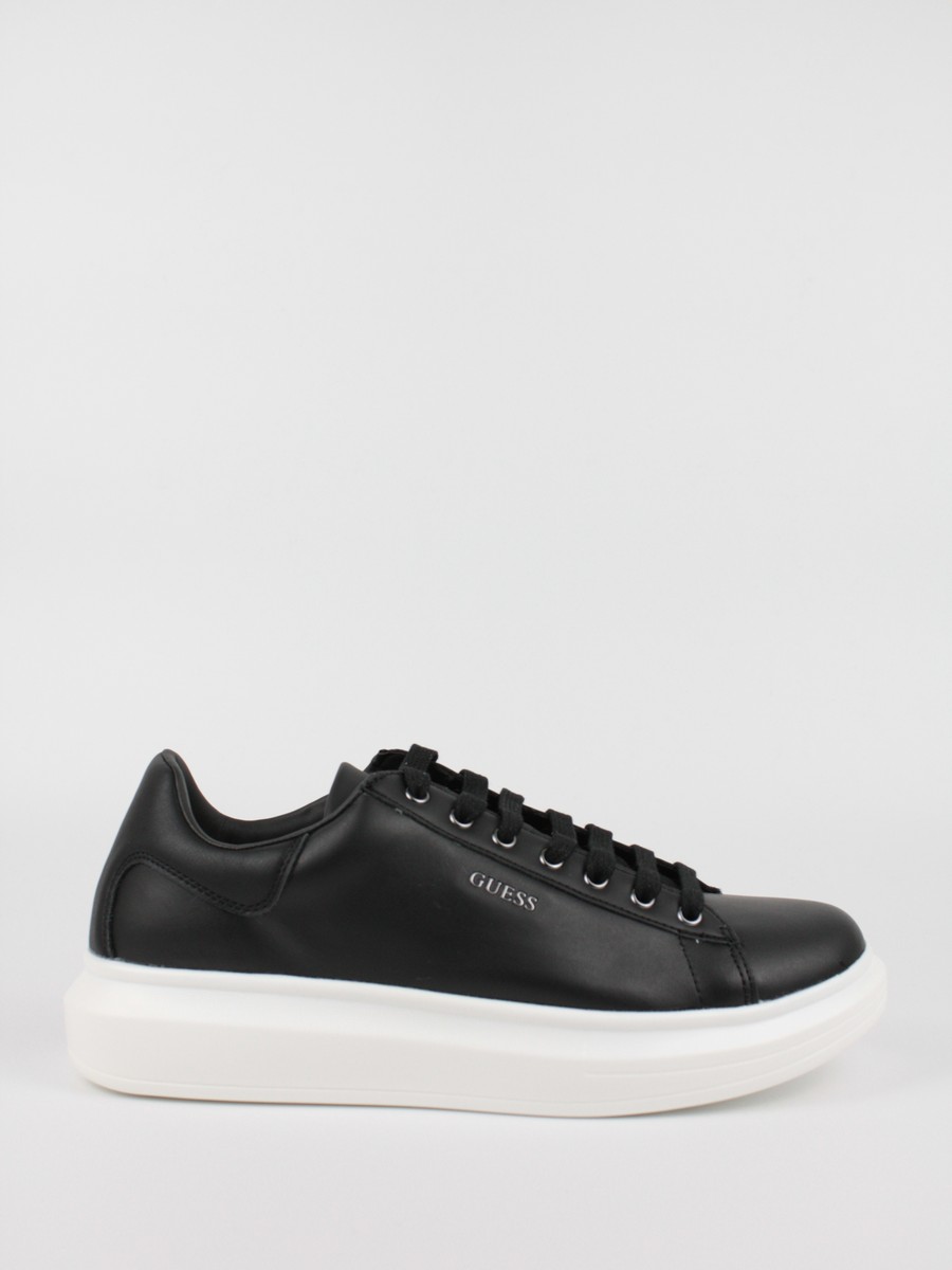 Men Sneaker Guess SalernoFM5SLRLEA12-BLKBL Black Leather