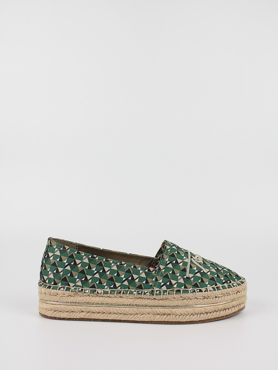 Women's espadrilles Tommy Hilfiger Th Geo Print Espadrille FW0FW06354-OH7 Green Fabric