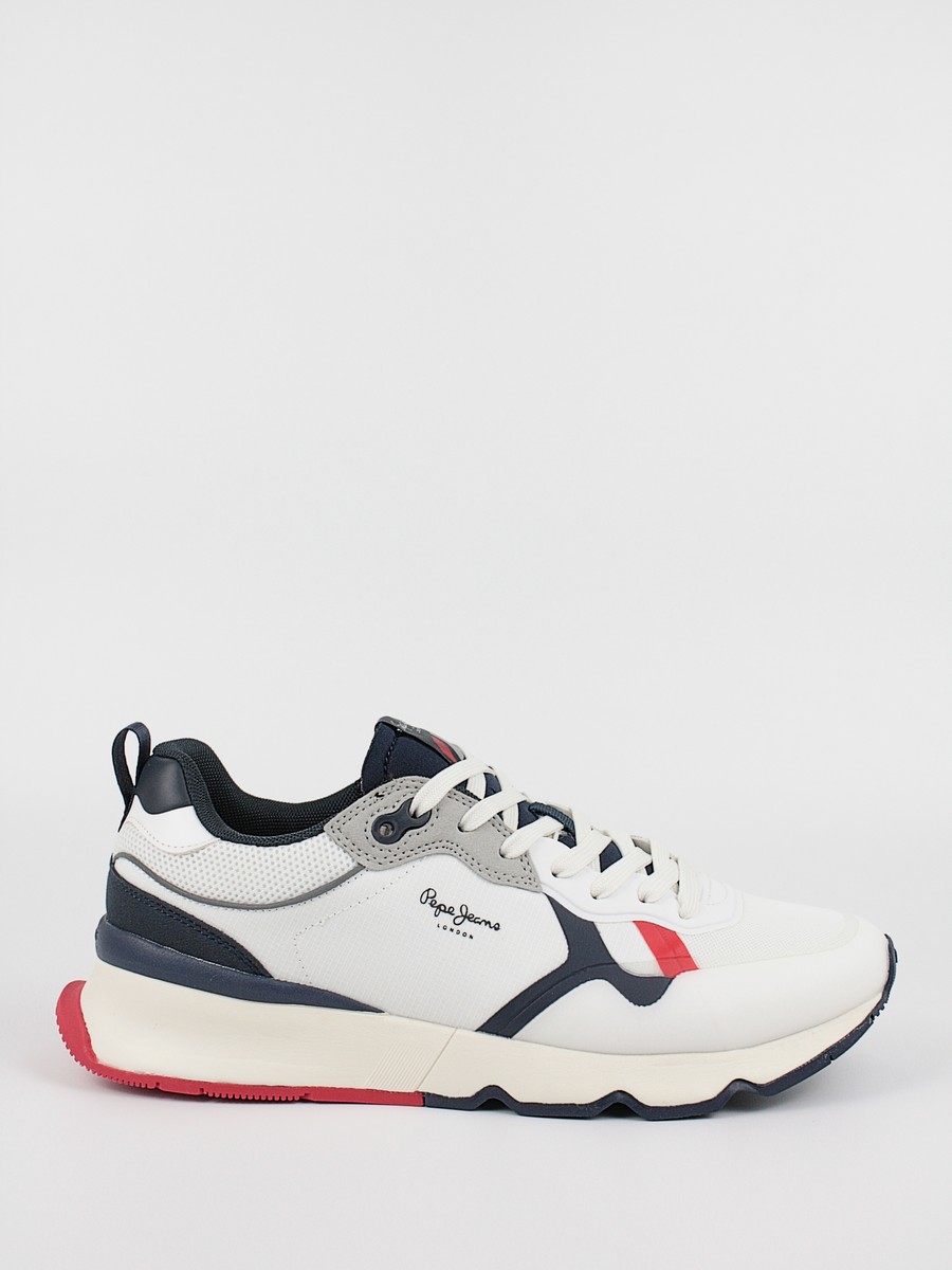 Ανδρικό Sneaker Pepe Jeans London Britt Pro Man Tech PMS30832-800 Ασπρο Υφασμα