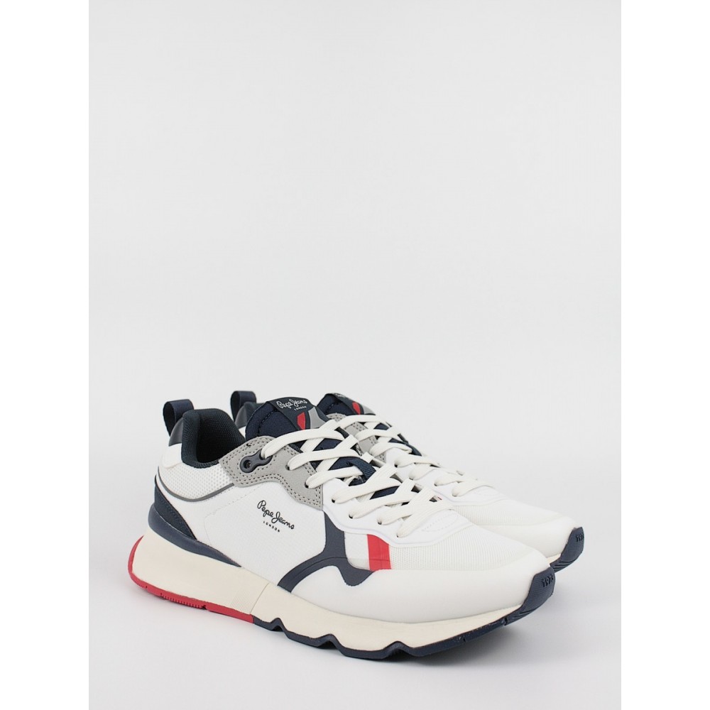 Ανδρικό Sneaker Pepe Jeans London Britt Pro Man Tech PMS30832-800 Ασπρο Υφασμα