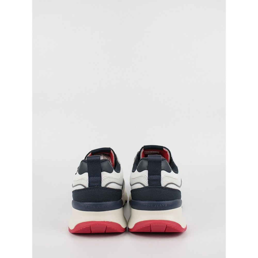Ανδρικό Sneaker Pepe Jeans London Britt Pro Man Tech PMS30832-800 Ασπρο Υφασμα