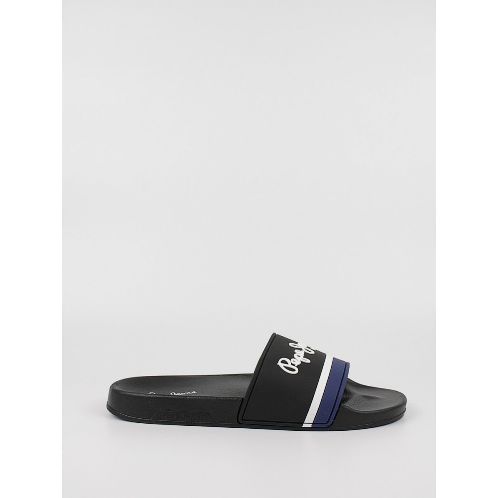 Men's Flip Flops Pepe Jeans London Slider Portobello PMS70108-999 Black Synthetic