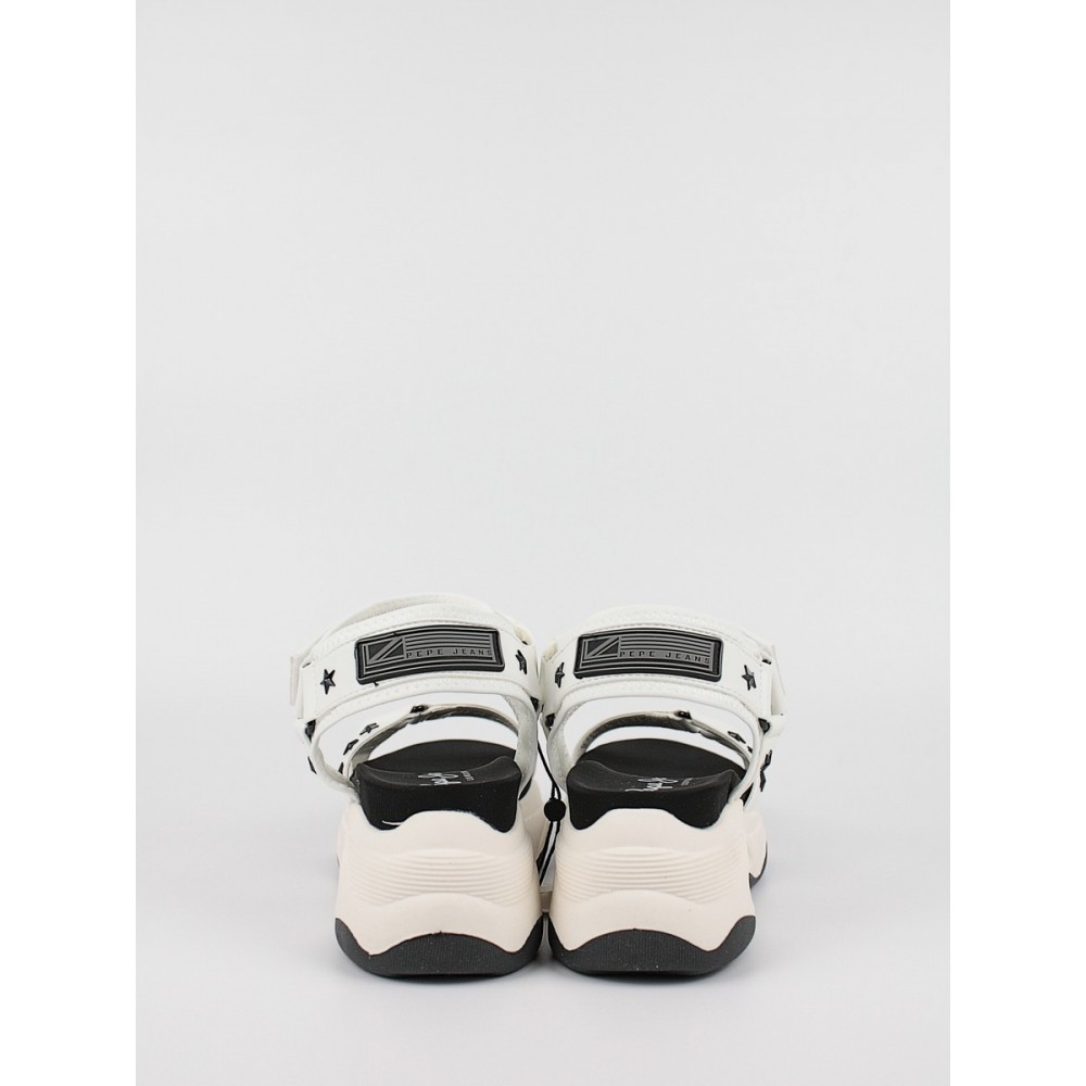Women\'s Sandal Pepe Jeans London Grub Star PLS90567-800 White Synthetic