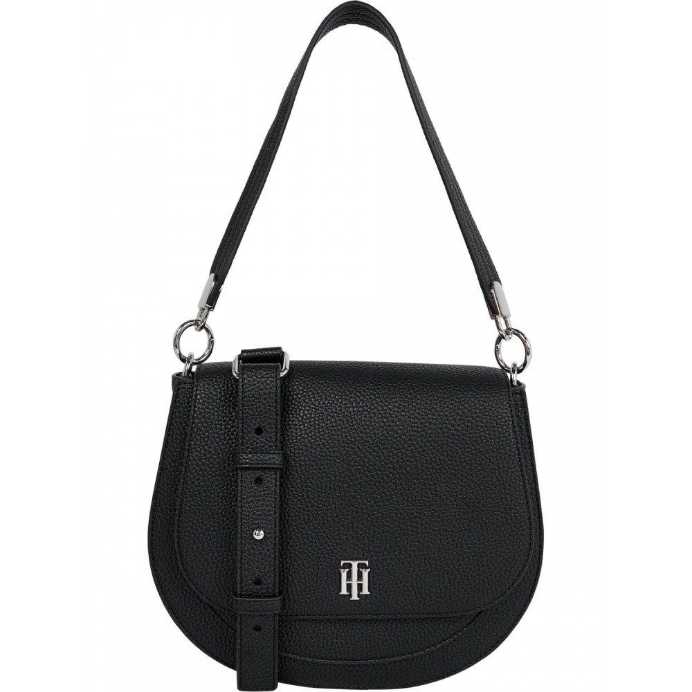 Women\'s Bag Tommy Hilfiger Th Element Saddle Bag AW0AW11366-BDS Black Synthetic