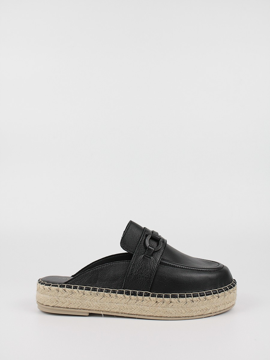 Women's Espadrilles Mule Komis-Komis K56 Black Leather