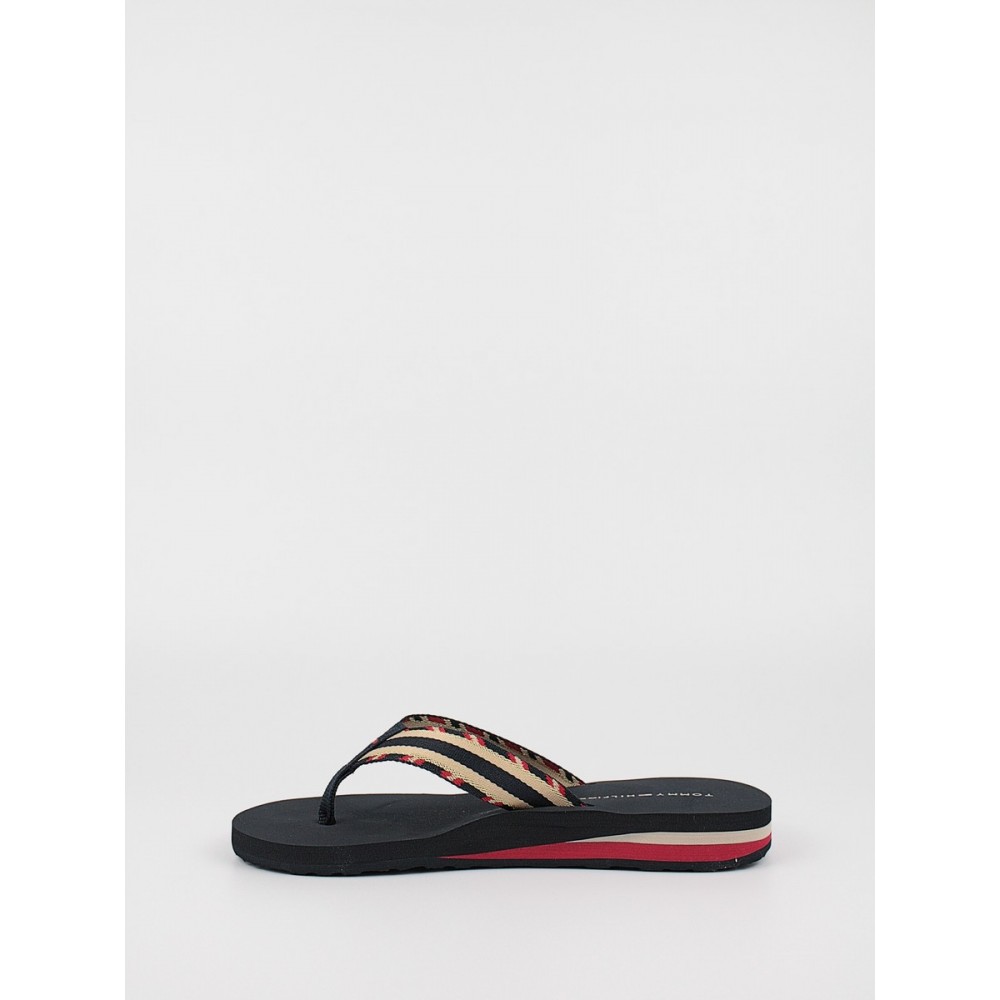 Γυναικεία Σαγιονάρα Tommy Hilfiger Shiny Touches FlatBeach Sandal FW0FW06424-DW5 Μπλέ Υφασμα