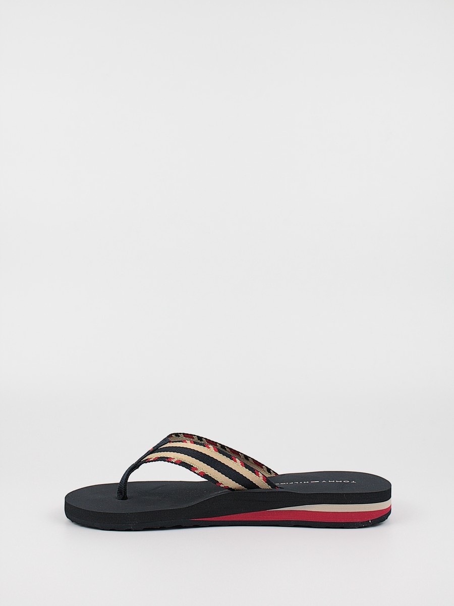 Γυναικεία Σαγιονάρα Tommy Hilfiger Shiny Touches FlatBeach Sandal FW0FW06424-DW5 Μπλέ Υφασμα