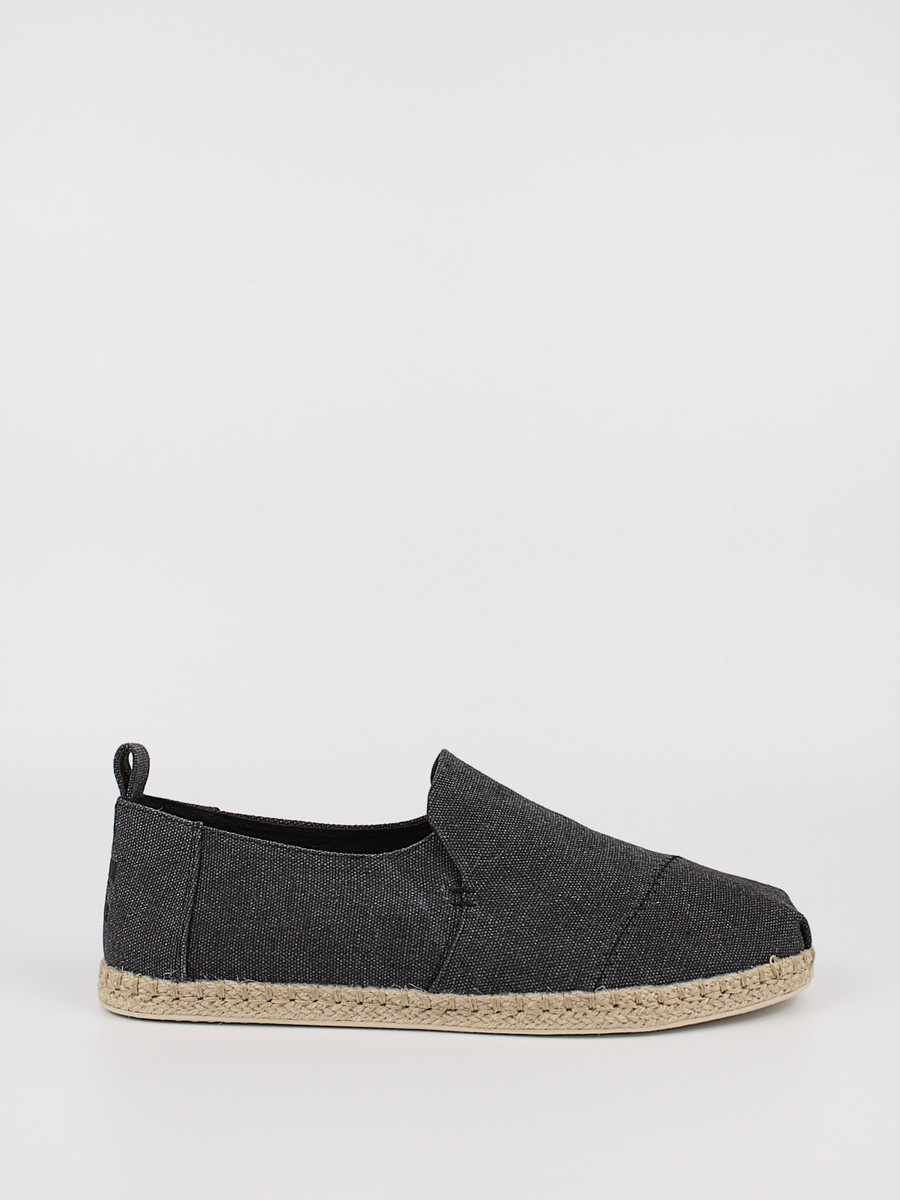 Men's Espadrilles Toms Deconstructed Alpargata 10011621 Black Washed Canvas