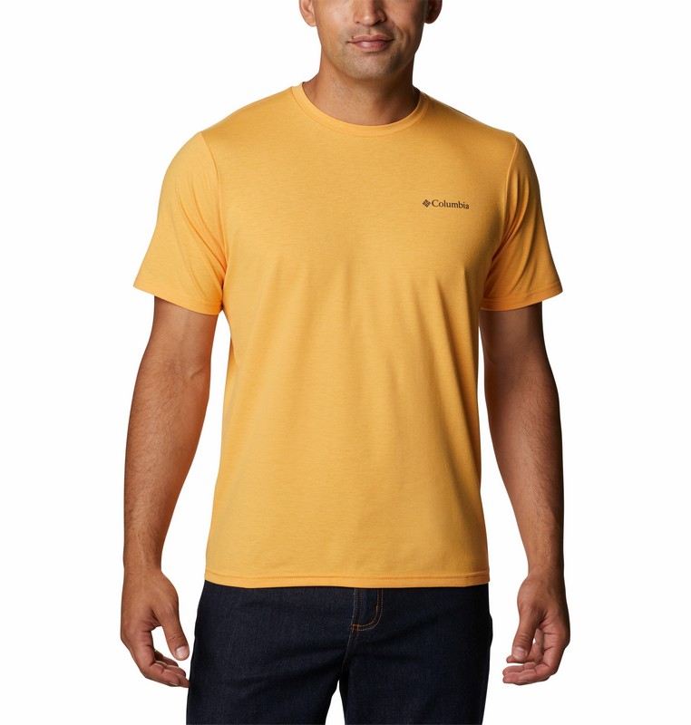 Ανδρικό Μπλουζάκι Columbia Men's Sun Short Sleeve 1931163-880 Κίτρινο Υφασμα