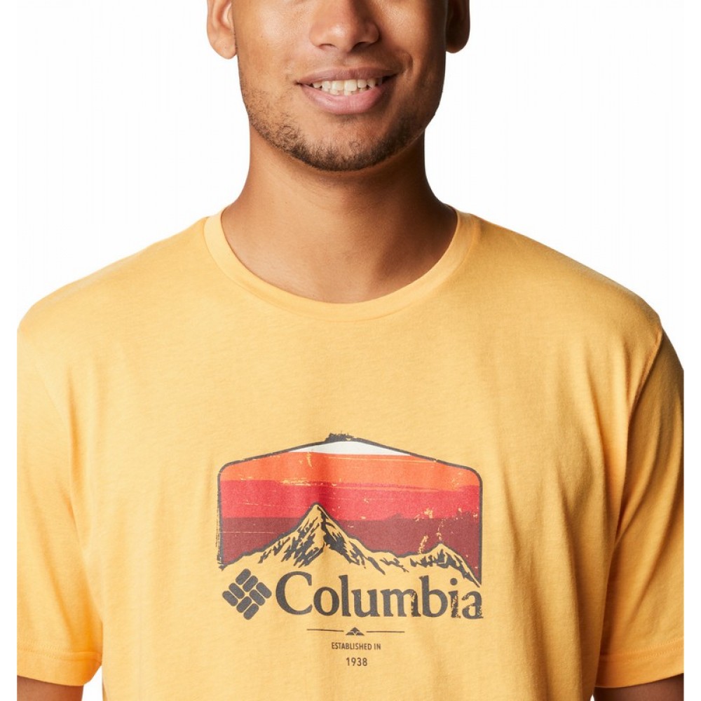 Men's Τ-Shirt Columbia Thistletown Hills Graphics 1990764-880 Yellow Fabric
