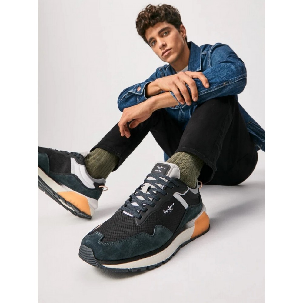 Ανδρικό Sneaker Pepe Jeans London No 22 Spring Man PMS030833-982 Μαύρο Υφασμα-Δέρμα