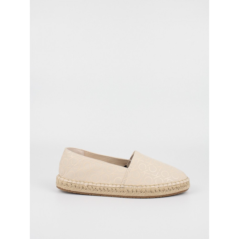 Γυναικεία Εσπντρίλια Calvin KLein Espadrille W/HDW Canvas Mono HW0HW00888-0LD Μπέζ Υφασμα