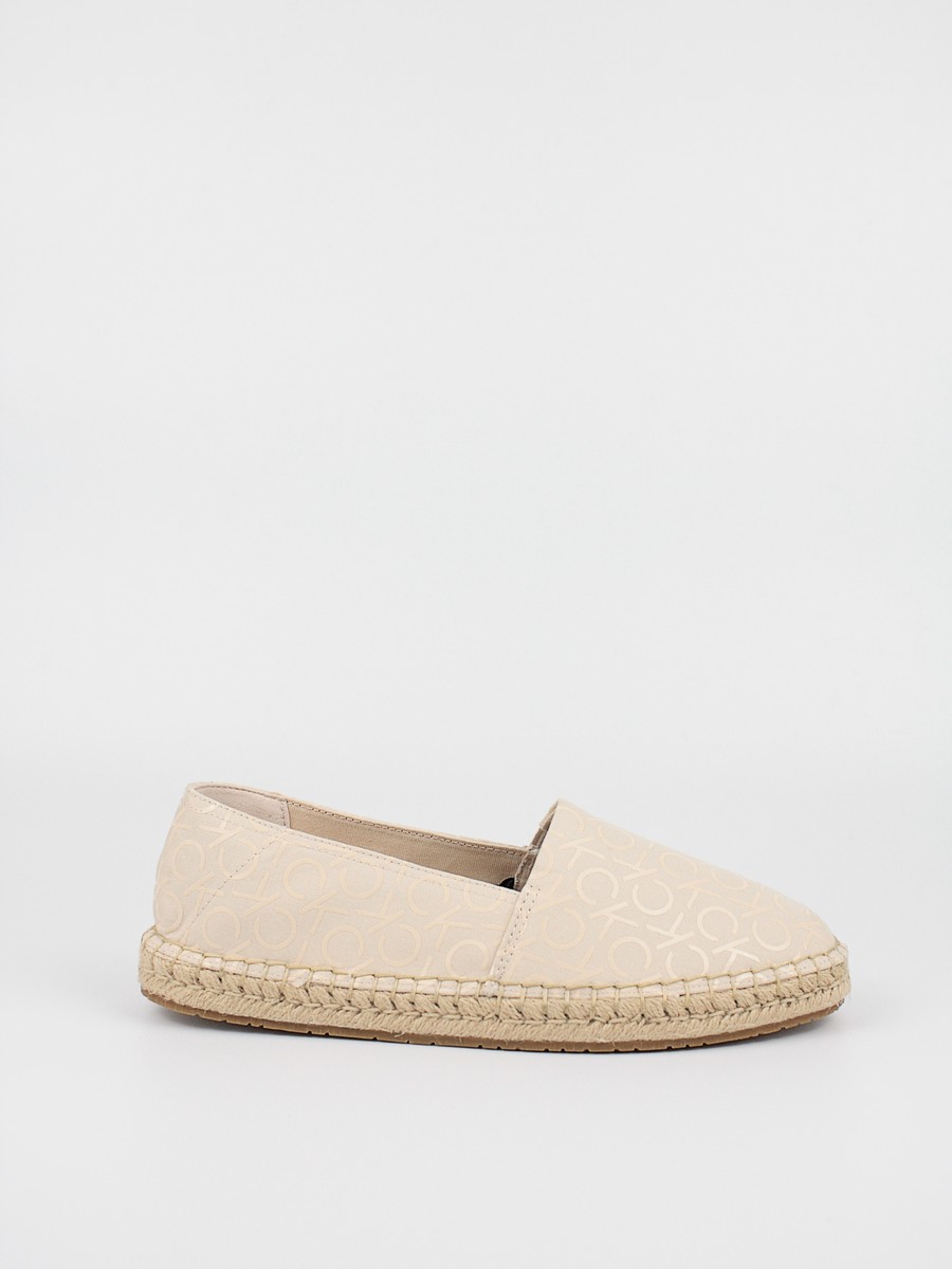 Γυναικεία Εσπντρίλια Calvin KLein Espadrille W/HDW Canvas Mono HW0HW00888-0LD Μπέζ Υφασμα