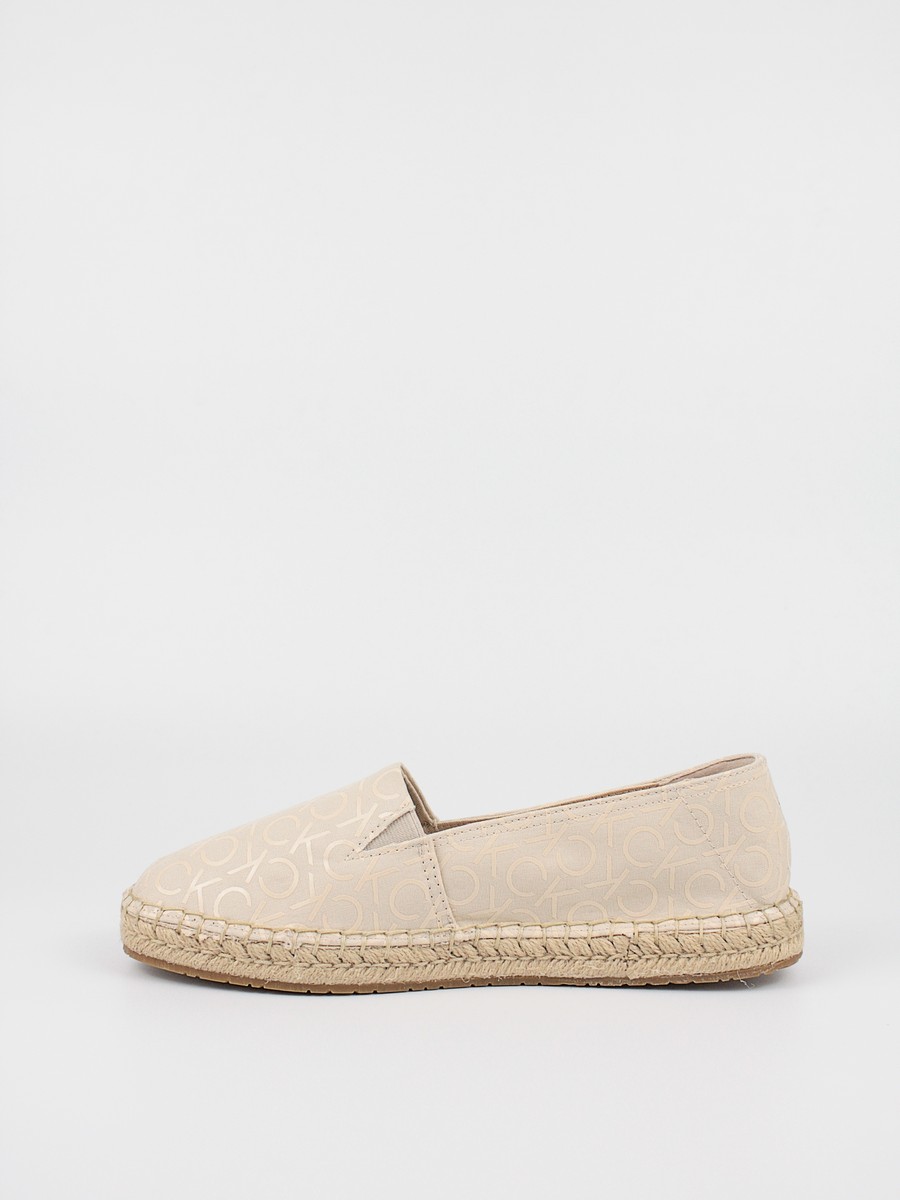 Γυναικεία Εσπντρίλια Calvin KLein Espadrille W/HDW Canvas Mono HW0HW00888-0LD Μπέζ Υφασμα