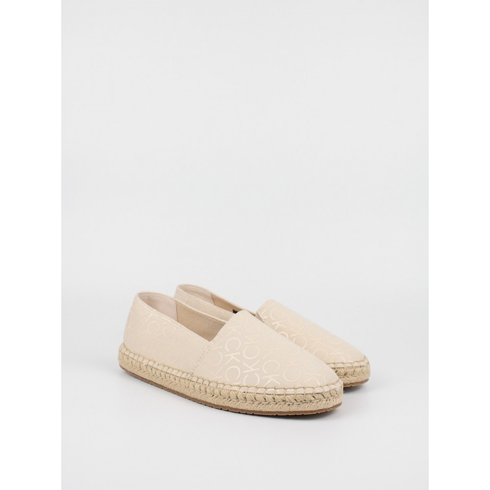 Γυναικεία Εσπντρίλια Calvin KLein Espadrille W/HDW Canvas Mono HW0HW00888-0LD Μπέζ Υφασμα