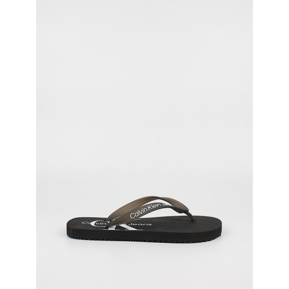 Γυναικεία Σαγιονάρα Calvin KLein Flip Flop Monogram Tpu YW0YW00098-00X Μαύρο Συνθετικό