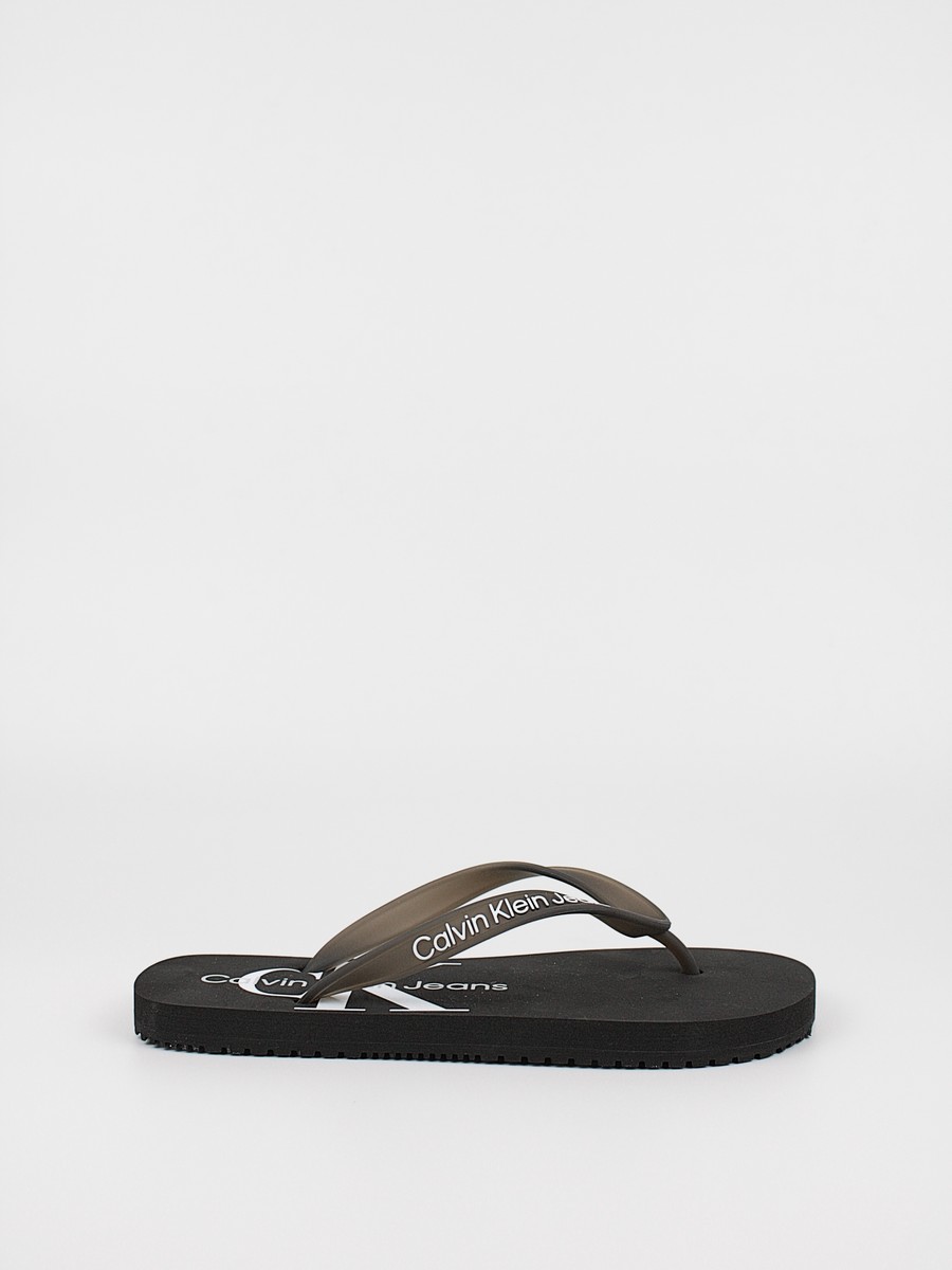 Women's Flip Flops Calvin KLein Flip Flop Monogram Tpu YW0YW00098-00X Black Synthetic