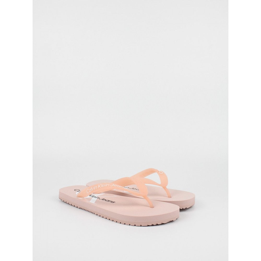 Γυναικεία Σαγιονάρα Calvin KLein Flip Flop Monogram Tpu YW0YW00098-TFT Ροζ Συνθετικό