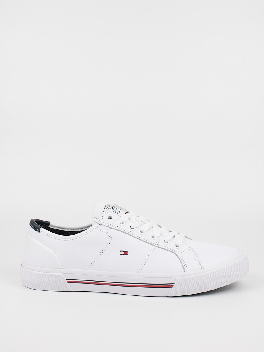 Ανδρικό Sneaker Tommy Hilfiger Core Corporetae Leather Vulc FM0FM03999-YBR Ασπρο Δέρμα