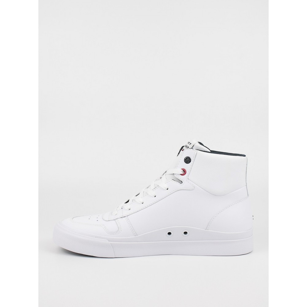 Men High Sneaker Tommy Hilfiger Core Corporetae High Leather Flag FM0FM03939-YBR White Leather