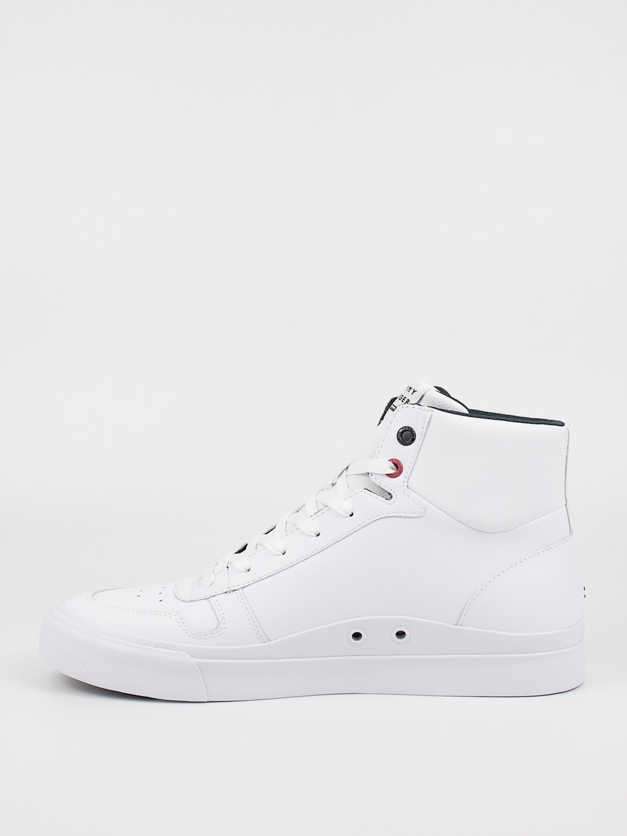 Ανδρικό Μποτάκι Sneaker Tommy Hilfiger Core Corporetae High Leather Flag FM0FM03939-YBR Ασπρο Δέρμα