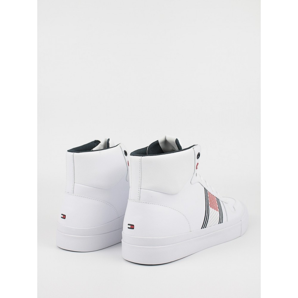 Men High Sneaker Tommy Hilfiger Core Corporetae High Leather Flag FM0FM03939-YBR White Leather