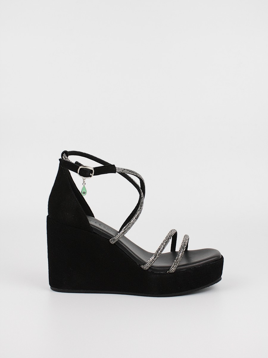 Women's Wedge Komis-Komis K104 Black Leather