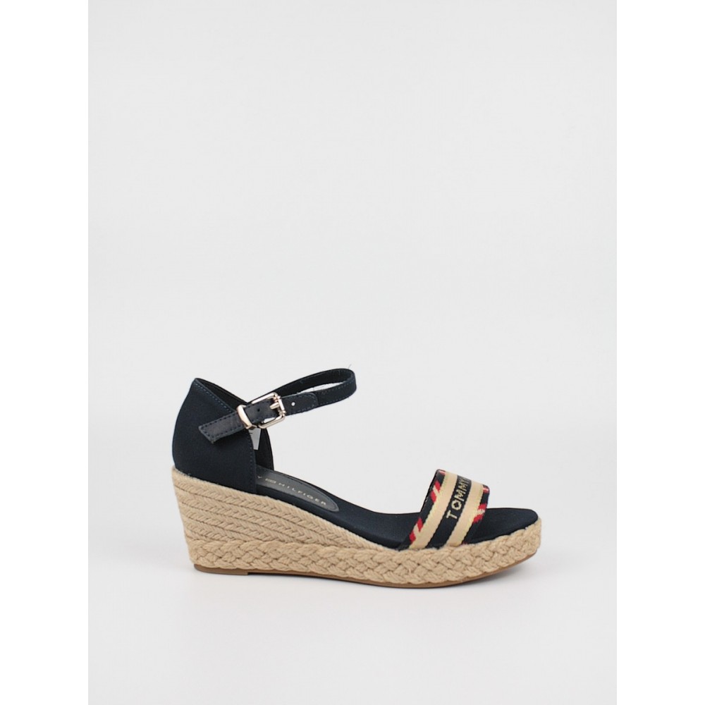 Women's Espadrilles Tommy Hilfiger Corporate Webbing Low Wedge FW0FW06293-DW5 Blue Fabric