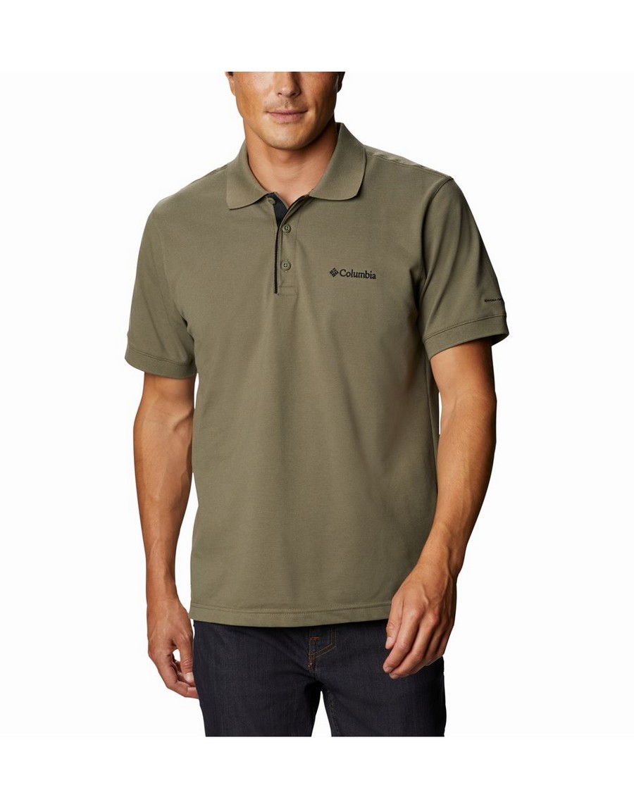 Men's T-Shirt Polo Columbia Cascade Range Polo AO1217-397 Khaki Fabric