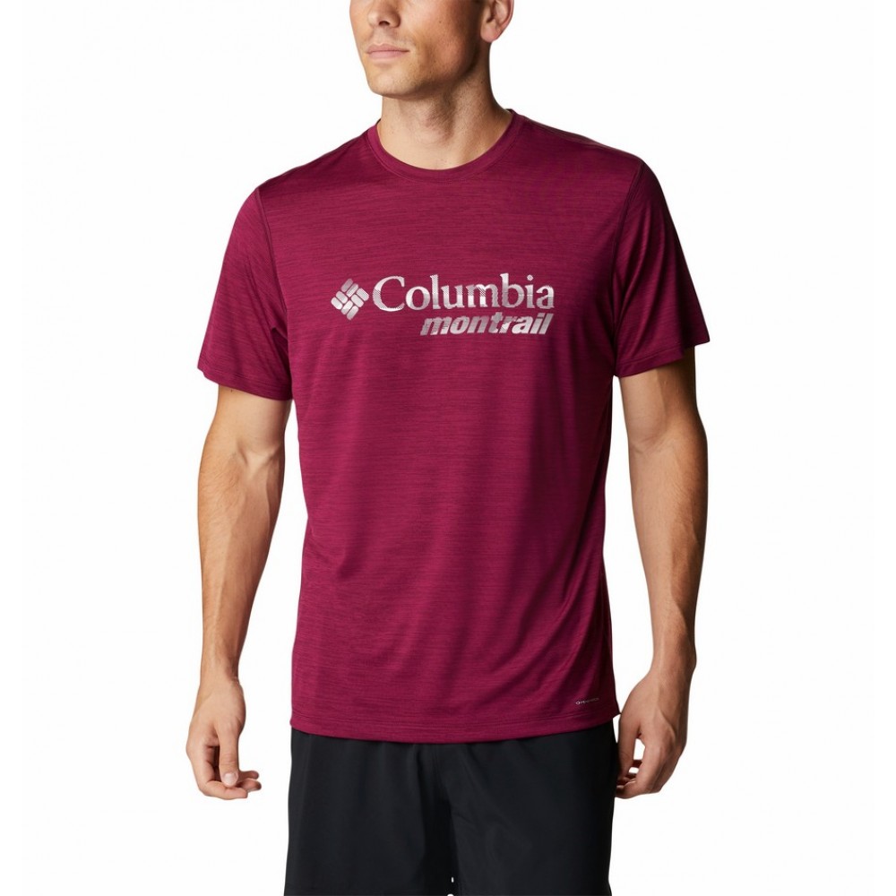 Men's T-Shirt Columbia Trinity Trail 1884951-616 Burgundy Fabric