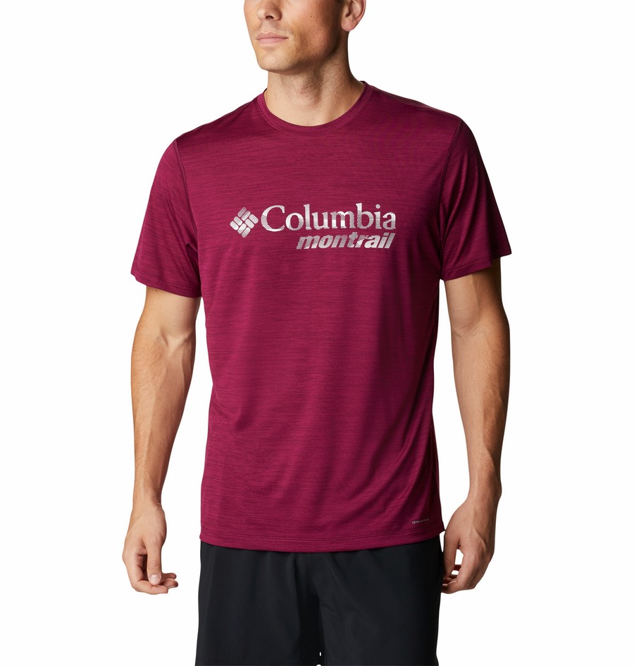 Men's T-Shirt Columbia Trinity Trail 1884951-616 Burgundy Fabric