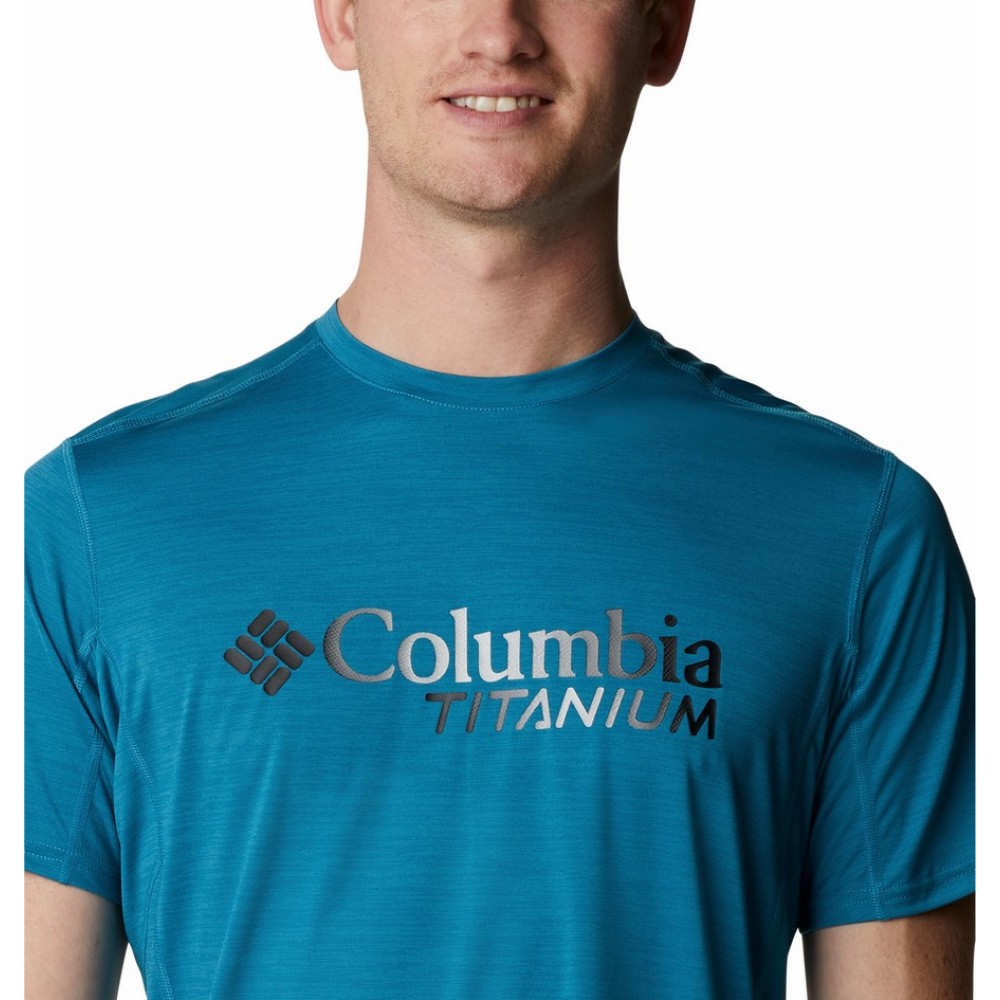 Men's T-Shirt Columbia Titan Pass Graphic 1991471-400 Blue Fabric