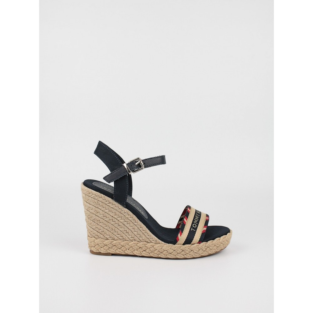 Γυναικεία Eσπντρίλια Tommy Hilfiger Corporate Webbing High Wedge FW0FW06295-DW5 Μπλε Υφασμα