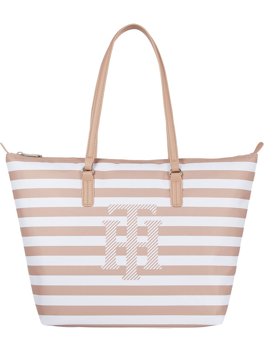 Women's Bag Tommy Hilfiger Poppy Tote AW0AW11343 Beige-White Synthetic