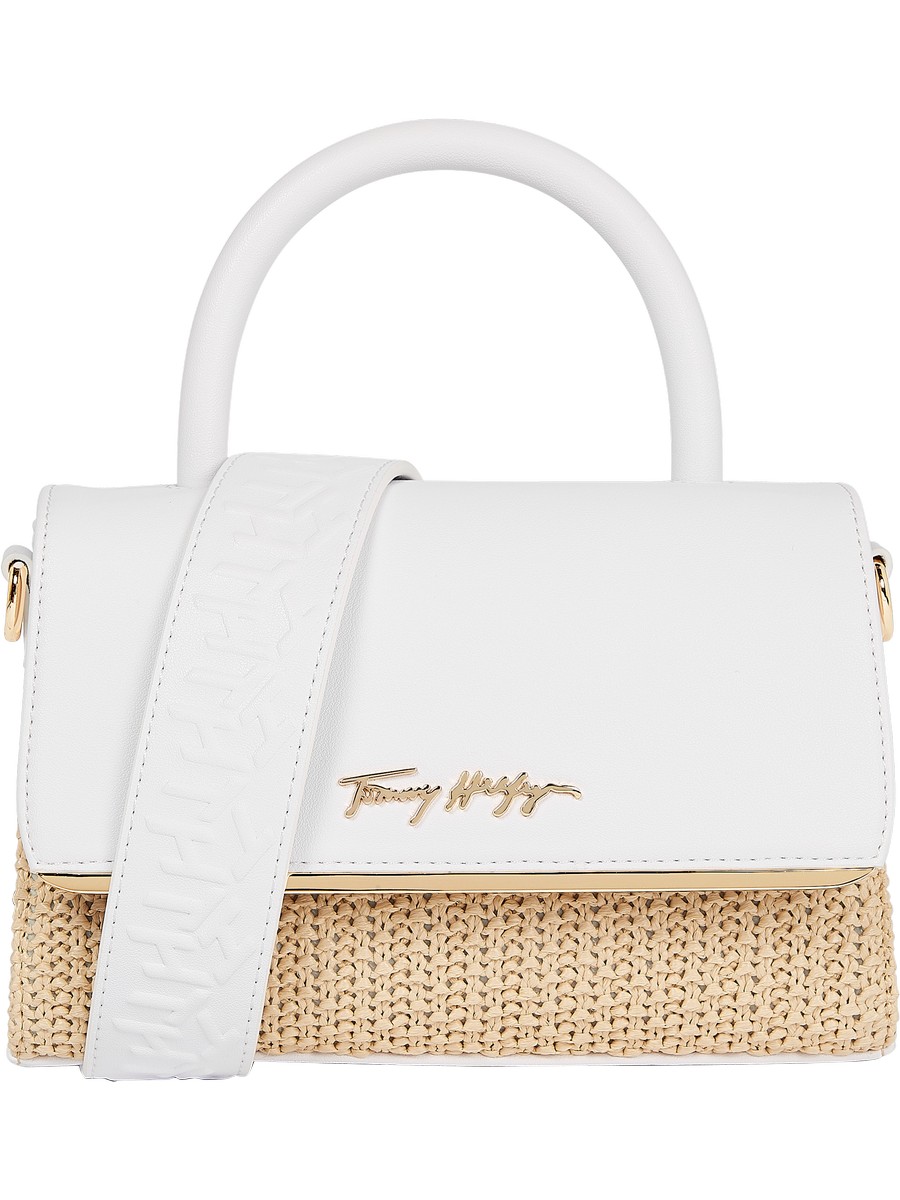 Women's Bag Tommy Hilfiger Tommy Modern Bar Bag Straw AW0AW11761-0K4 White Synthetic
