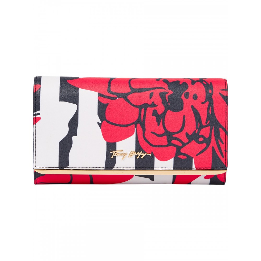 Women Wallet Tommy Hilfiger Tommy Modern Lrg Flap Flower AW0AW12208-0JW Red Synthetic