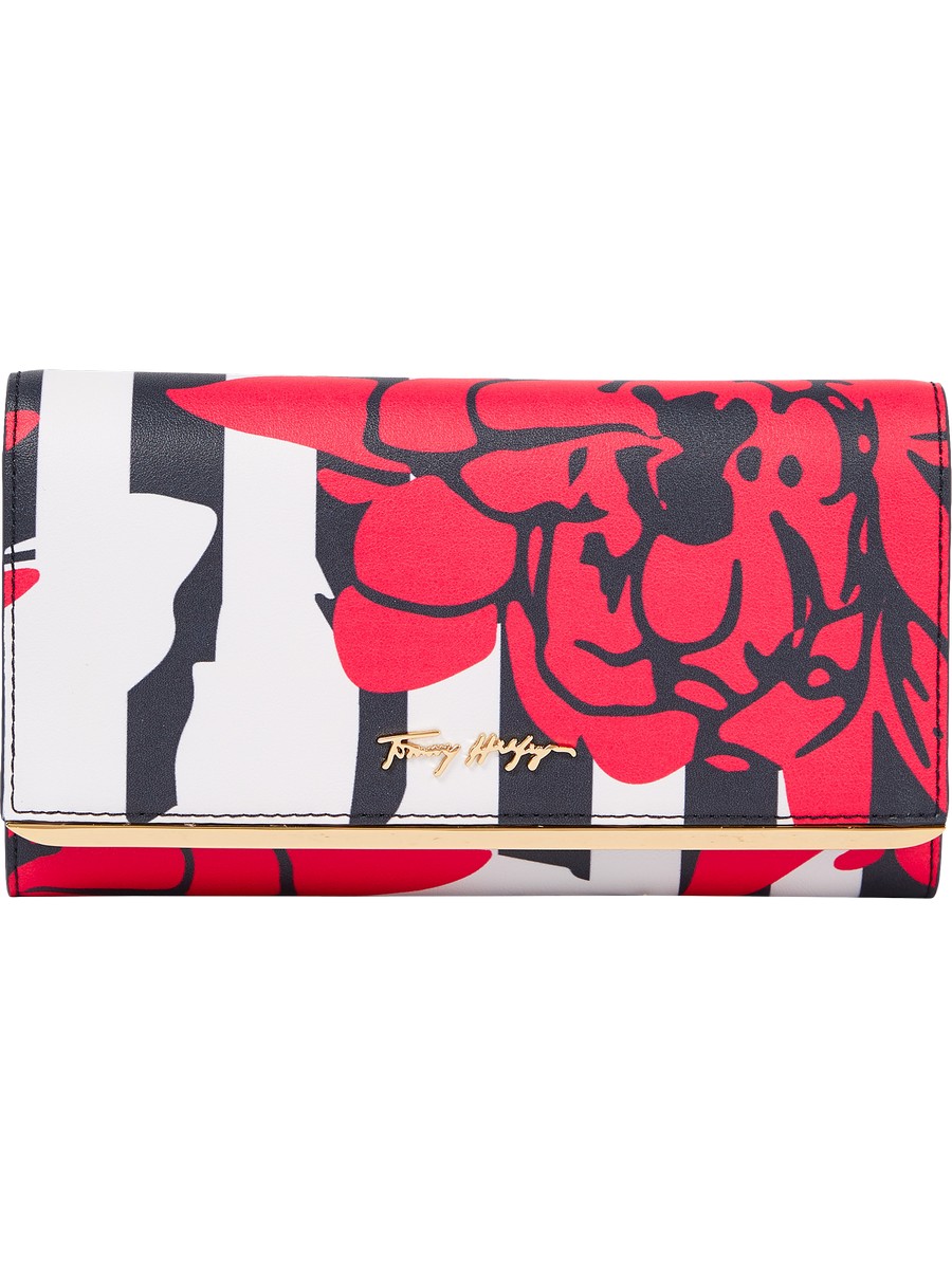 Women Wallet Tommy Hilfiger Tommy Modern Lrg Flap Flower AW0AW12208-0JW Red Synthetic