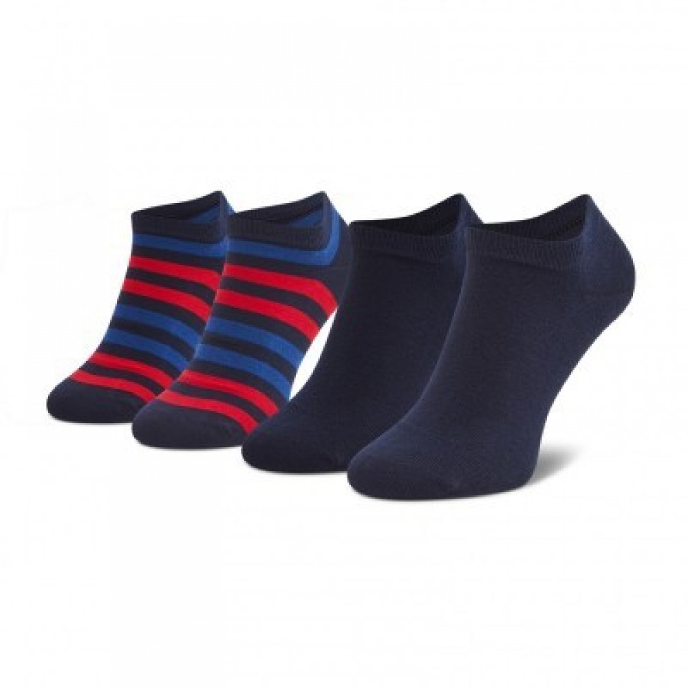 Men Socks Set 2 Pairs Tommy Hilfiger Th Men Duo Stripe Sneaker 2P 382000001 Blue