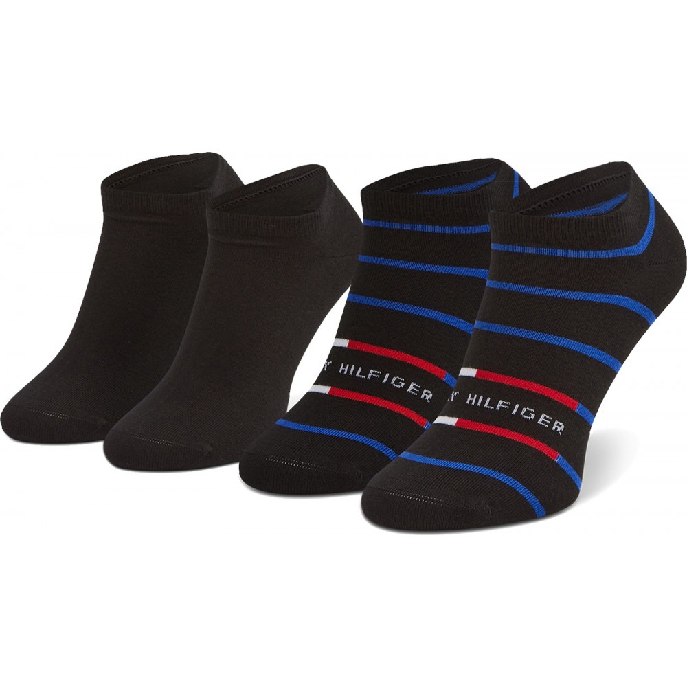 Ανδρικές Κάλτσες Σετ 2 Ζεύγη Tommy Hilfiger Th Men Sneaker 2P Breton Stripe 100002211 Μαύρο