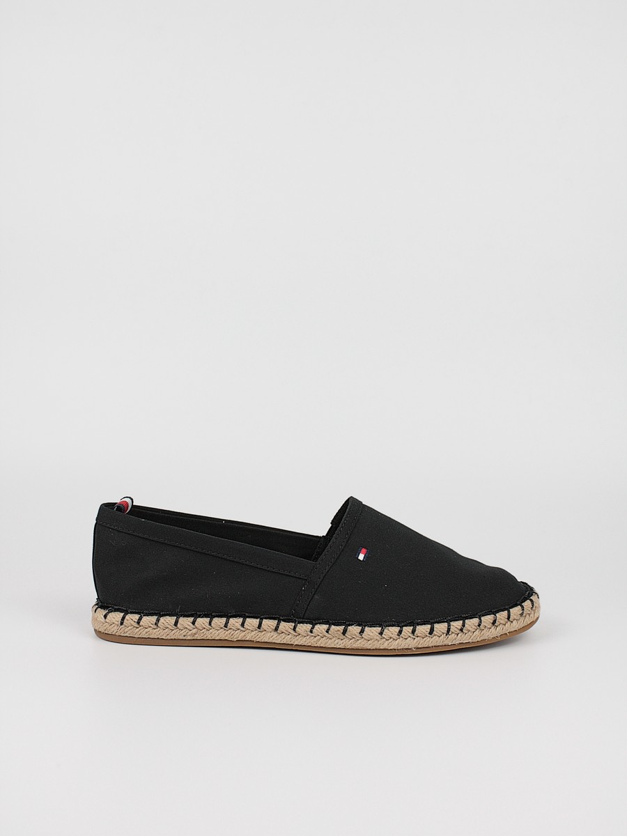 Γυναικεία Εσπντρίλια Tommy Hilfiger Basic Tommy Flat Espadrille FW0FW06497-BDS Μαύρο Υφασμα