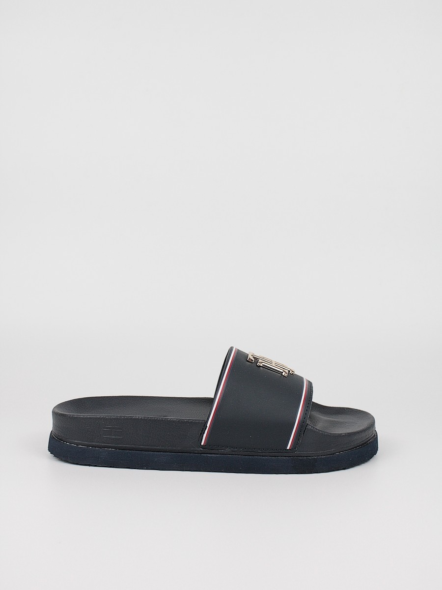 Γυναικεία Σαγιονάρα Tommy Hilfiger Th Hardwear Flatform Pool Slide FW0FW06308-DW5 Μπλέ Συνθετικό