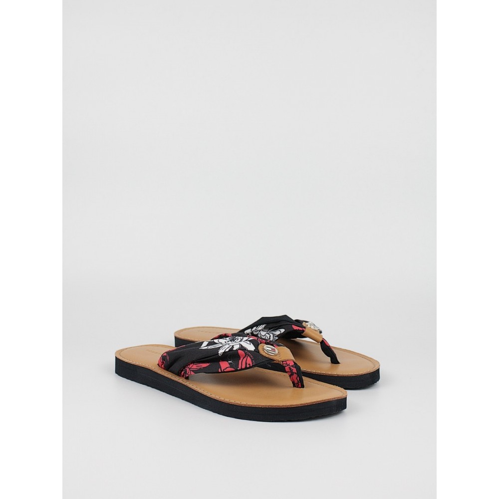 Γυναικεία Σαγιονάρα Tommy Hilfiger Flower Print Flat Beach Sandal FW0FW06422-0GY Μαύρο-πολύχρωμο Υφασμα