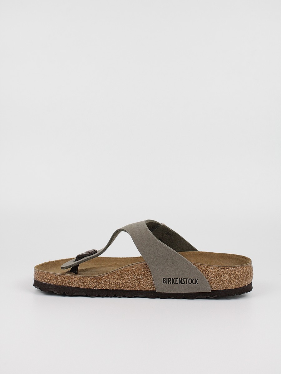 Women's Sandals Birkenstock Gizeh Bs 0043391 Stone Leather