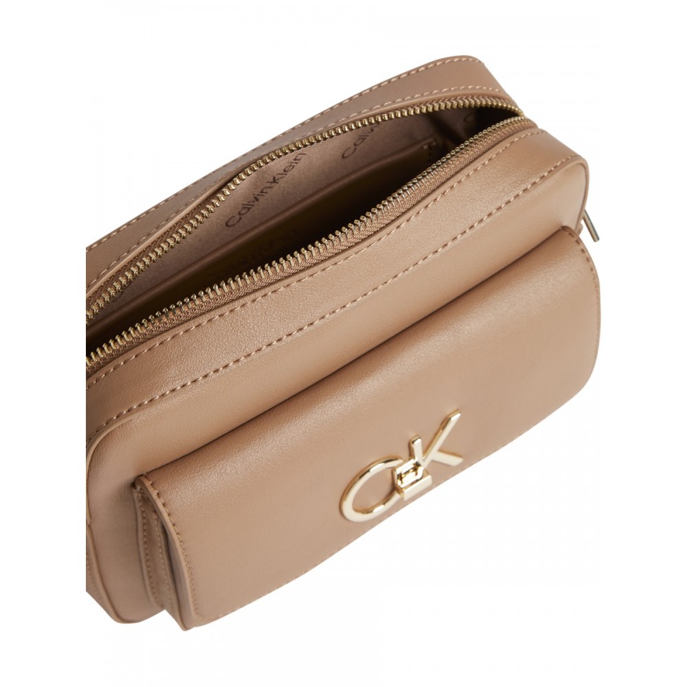Women\'s Crossbody Calvin klein Re-Lock Camera Bag With Flap K60K609114-GEZ Brown