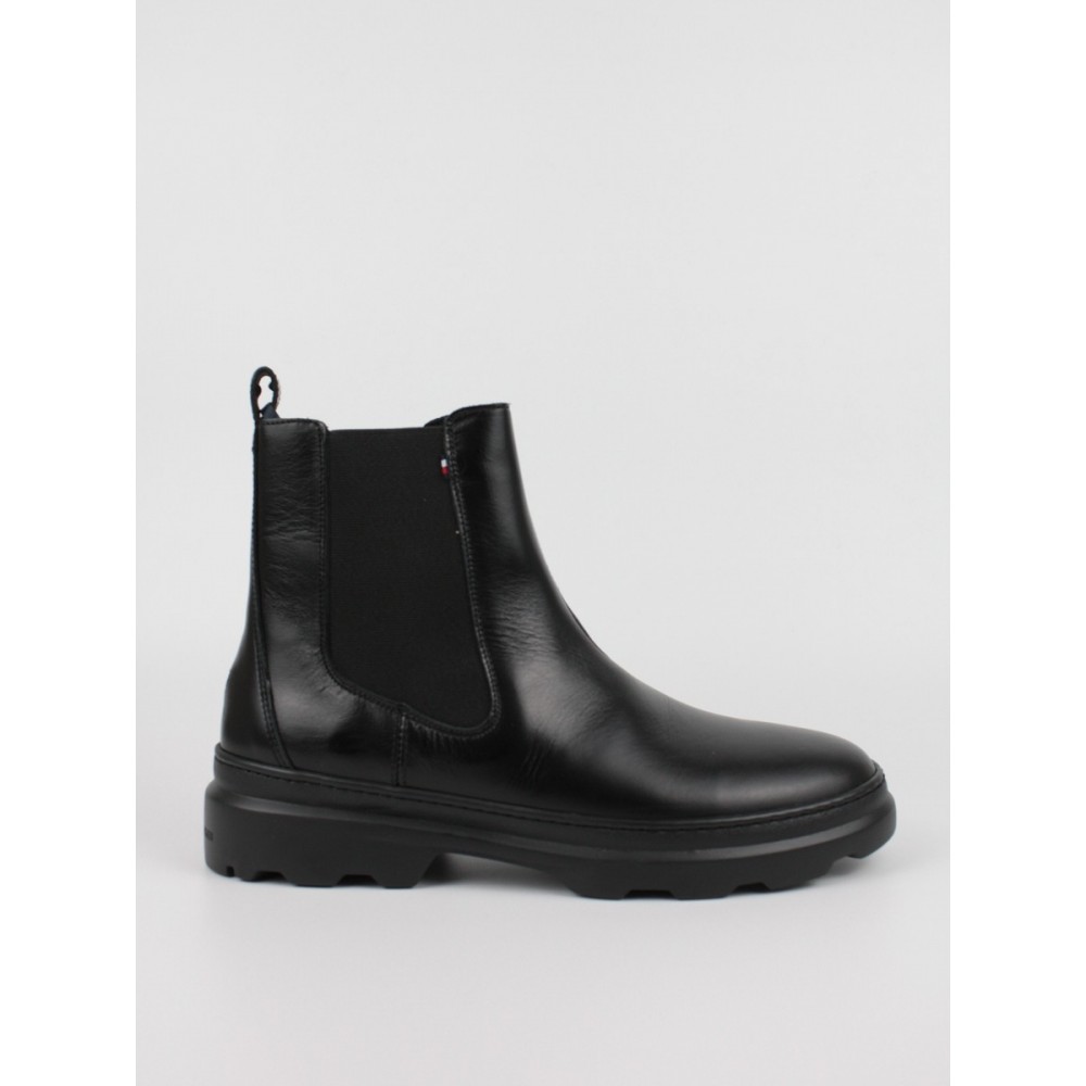 Ανδρικό Μποτάκι Tommy Hilfiger Comfort Hilfiger Leather Chealsea FM0FM04193-BDS Μαύρο Ανδρικό Μποτάκι Tommy Hilfiger Comfort Hilfiger Leather Chealsea FM0FM04193-BDS Μαύρο