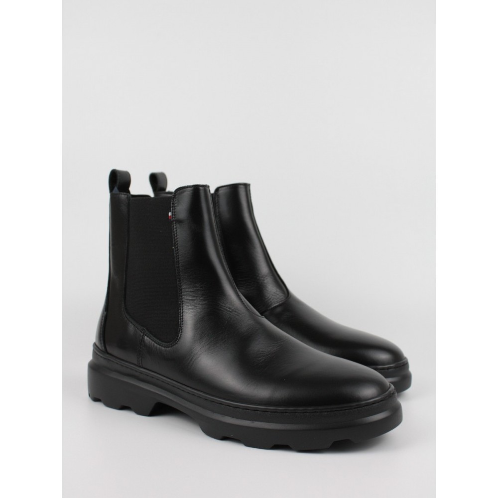 Ανδρικό Μποτάκι Tommy Hilfiger Comfort Hilfiger Leather Chealsea FM0FM04193-BDS Μαύρο Ανδρικό Μποτάκι Tommy Hilfiger Comfort Hilfiger Leather Chealsea FM0FM04193-BDS Μαύρο