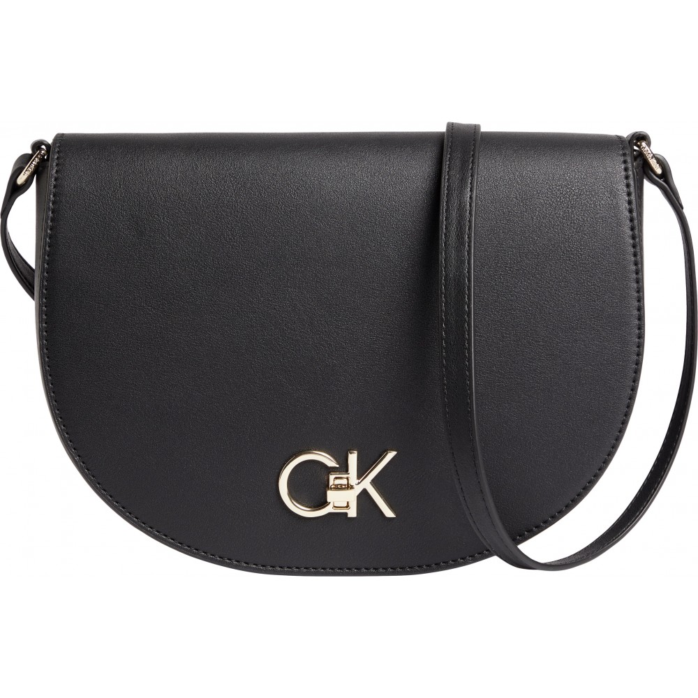 Γυναικείο Τσαντάκι Χιαστή Calvin klein Re-Lock Saddle Bag K60K609871-BAX Μαύρo